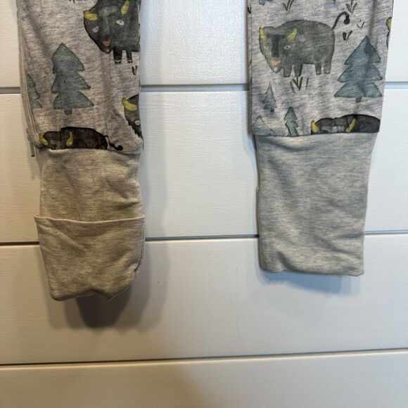 Little Wings by Paper Wings 12M Organic Cotton Sleeper Buffalo Trees Gray Zippie - Picture 7 of 10